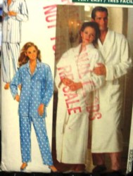4483 HIM, HER EZ WRAP ROBE, PAJAMAS 89 PATTERN L-XL,XS-M